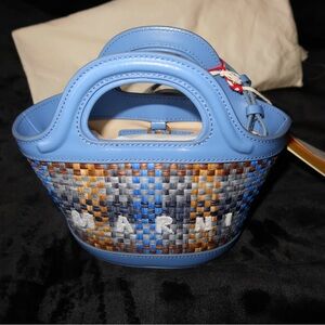 Marni Blue and Multicolor Woven Mini Bag